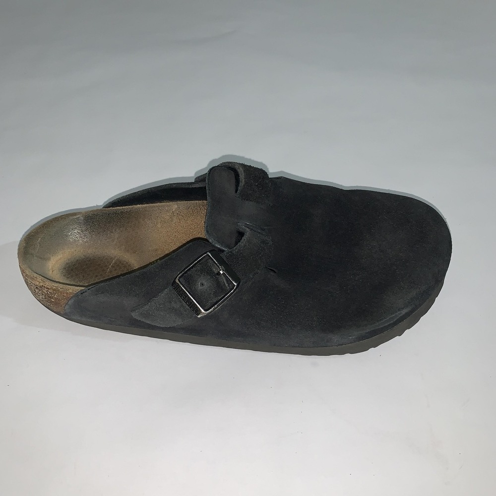 Birkenstock Clog Shoes Womens Size 8 Black Suede Boston Slip On Comfort Casual - Picture 2 of 13